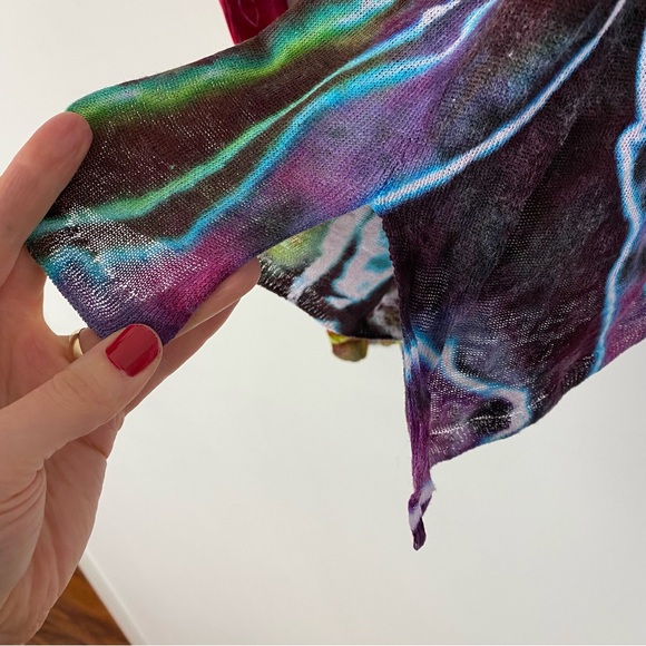 Vince Linen Sweater Womens Small Geode Tie Dye Pullover Colorful Long Sleeve - Picture 7 of 14